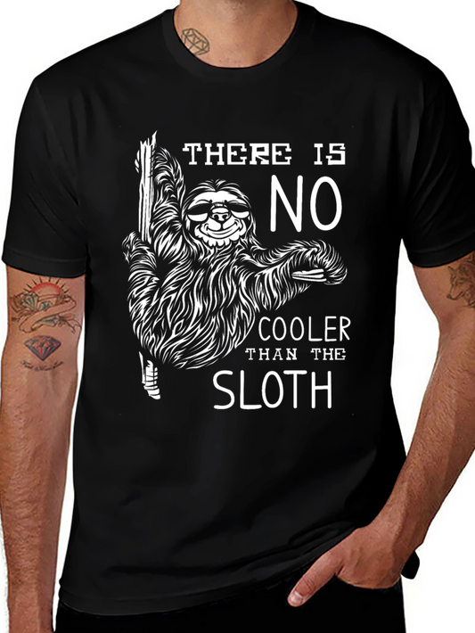 Cool Sloth Graphic Tee - Black Cotton T-Shirt