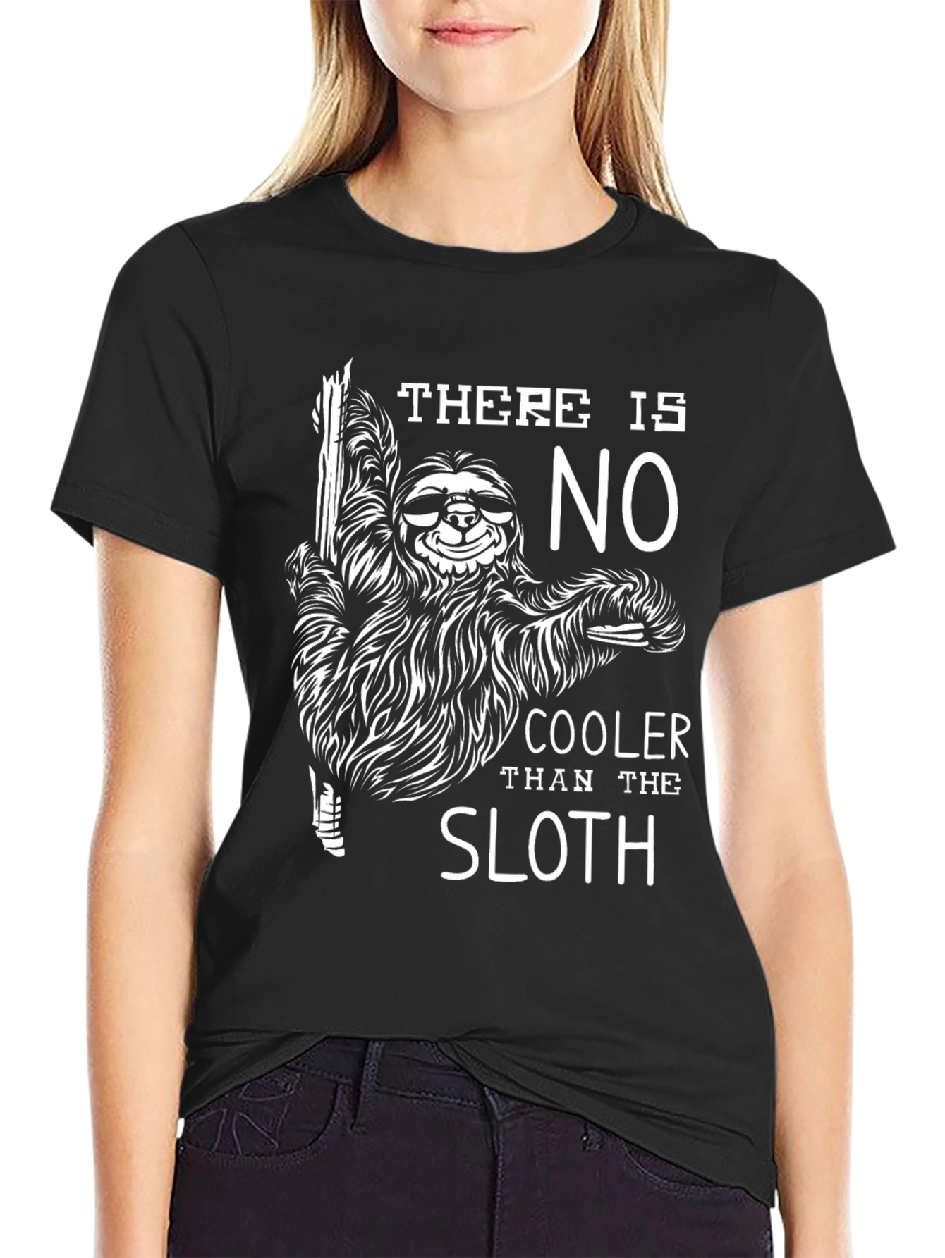 Cool Sloth Graphic Tee - Black Cotton T-Shirt