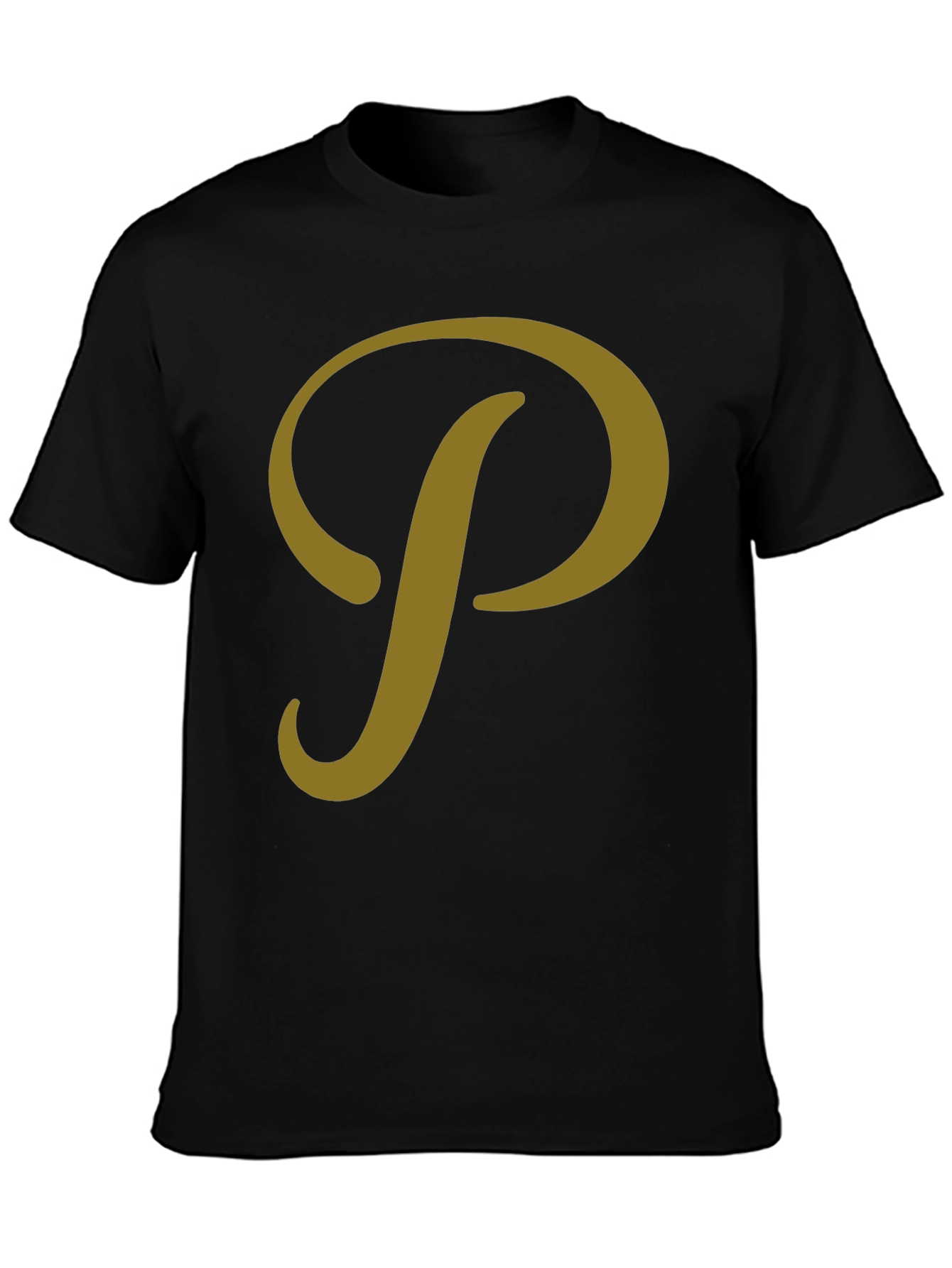 Stylish Black T-Shirt with Gold P Design