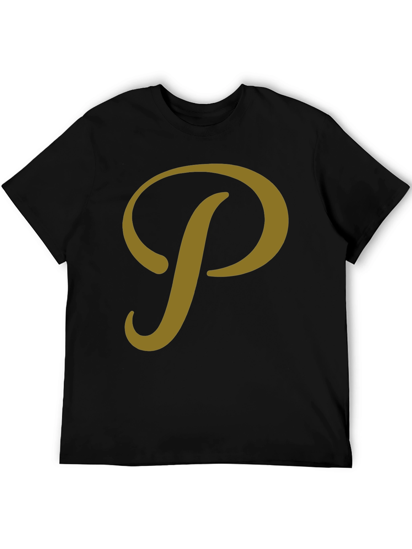 Stylish Black T-Shirt with Gold P Design