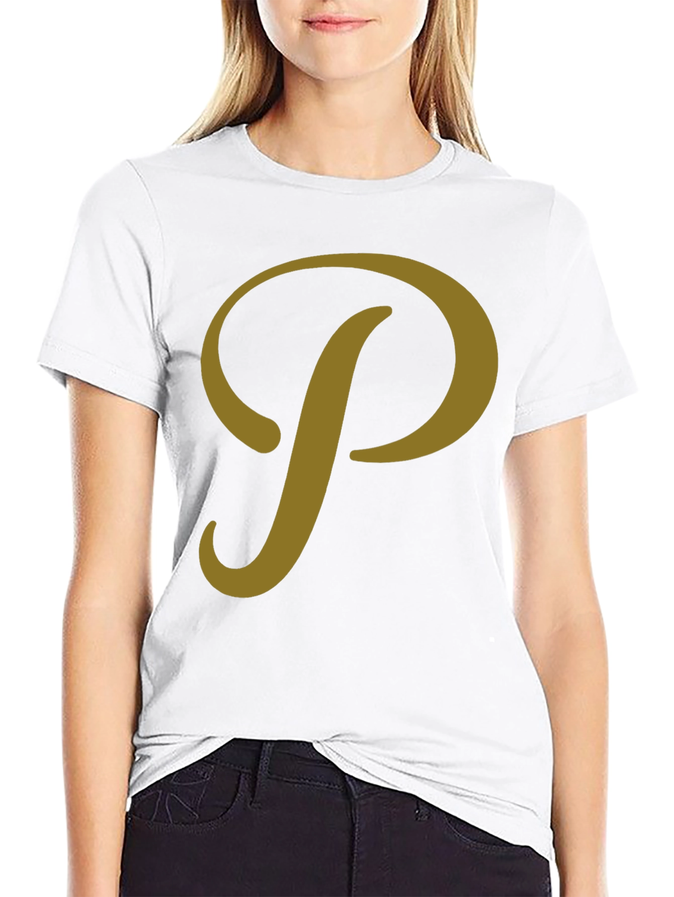 Stylish Black T-Shirt with Gold P Design
