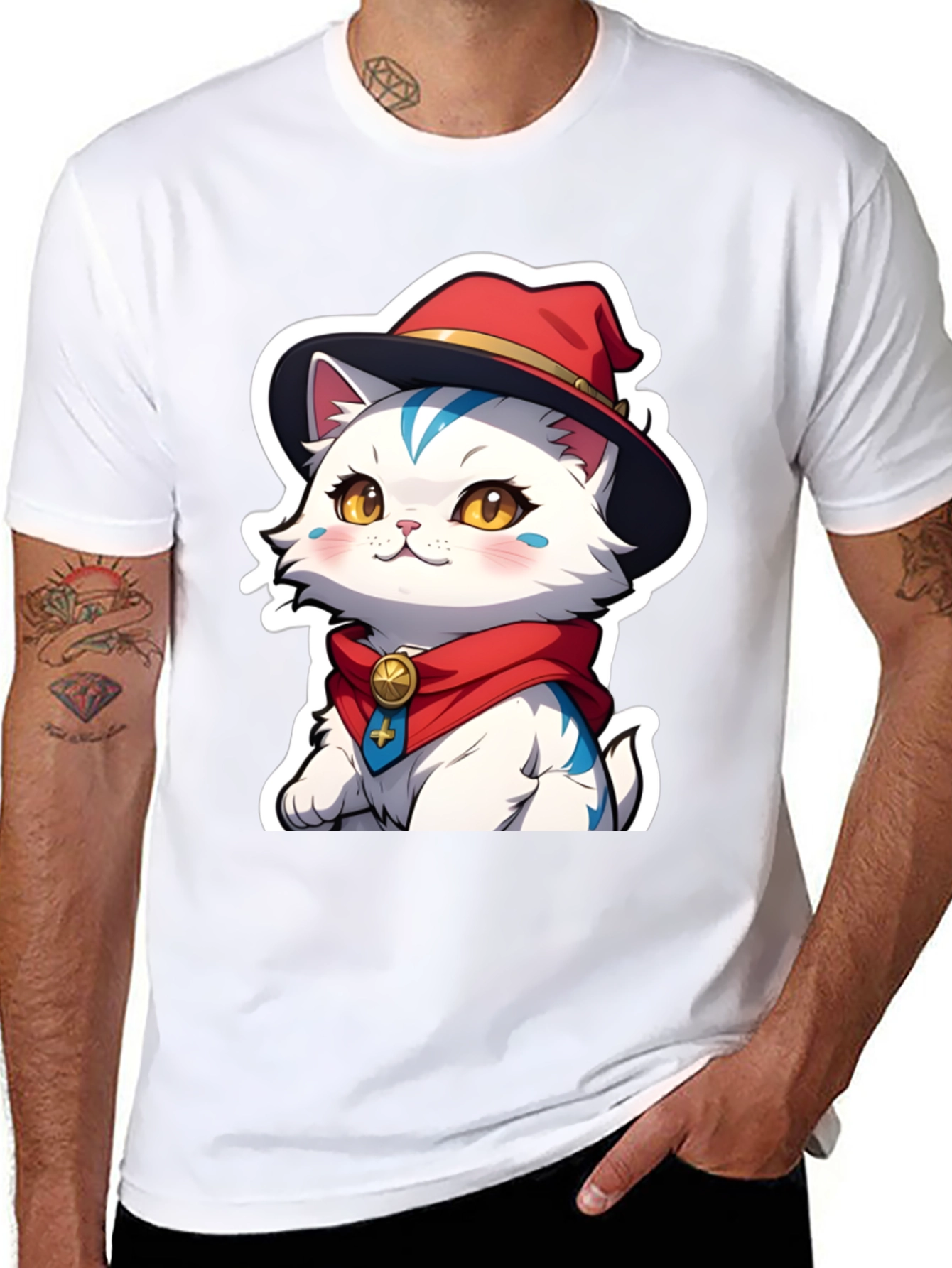 Cute Anime Cat Graphic T-Shirt
