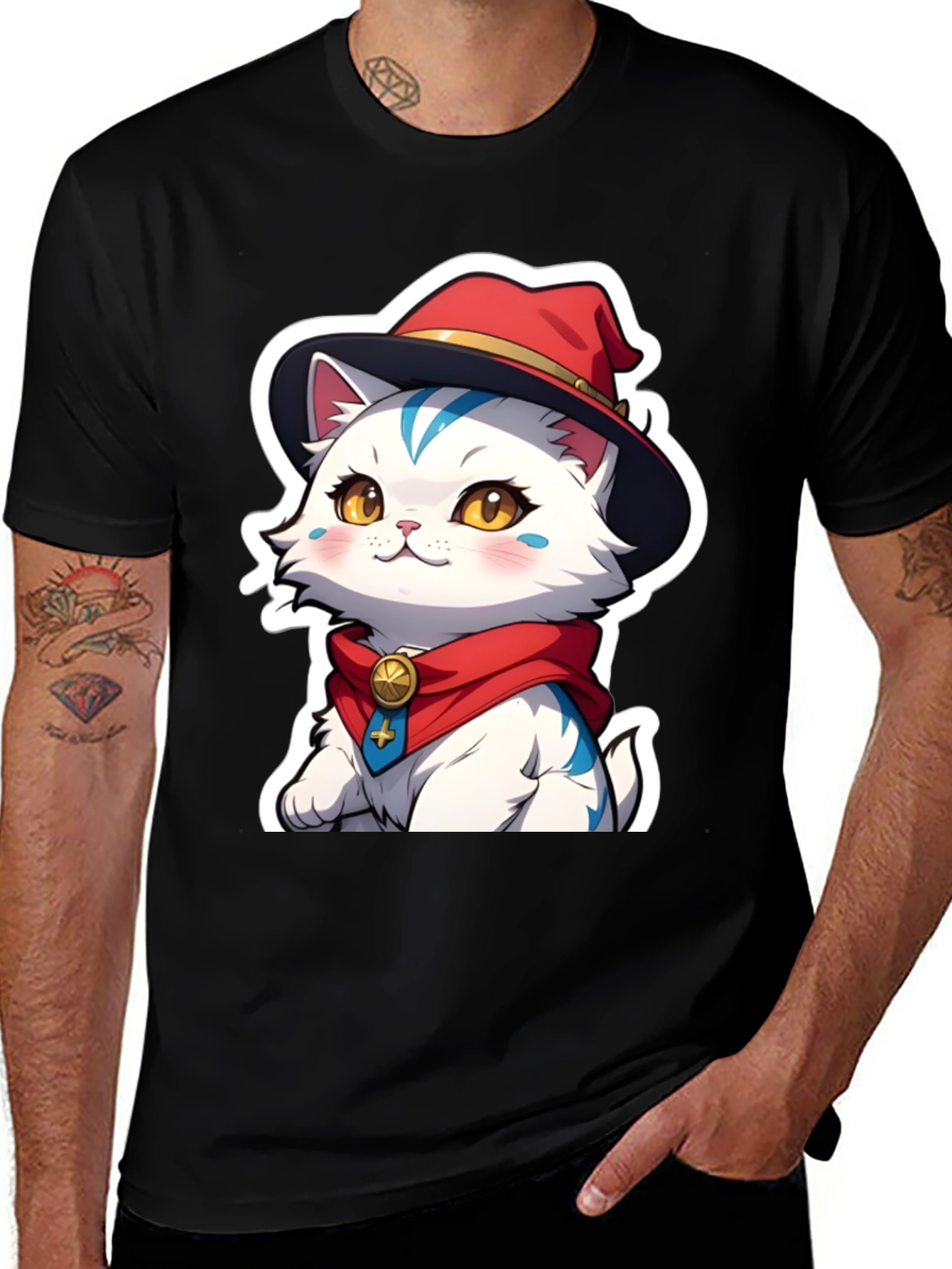 Cute Anime Cat Graphic T-Shirt