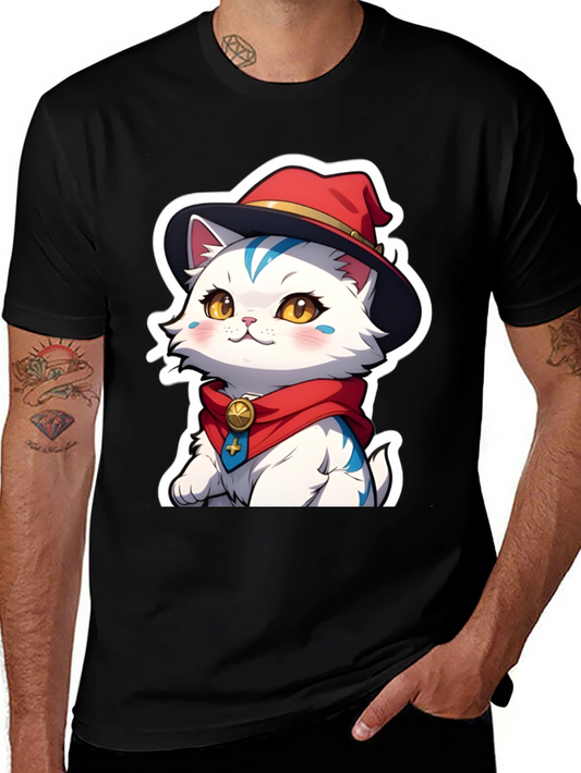 Cute Anime Cat Graphic T-Shirt