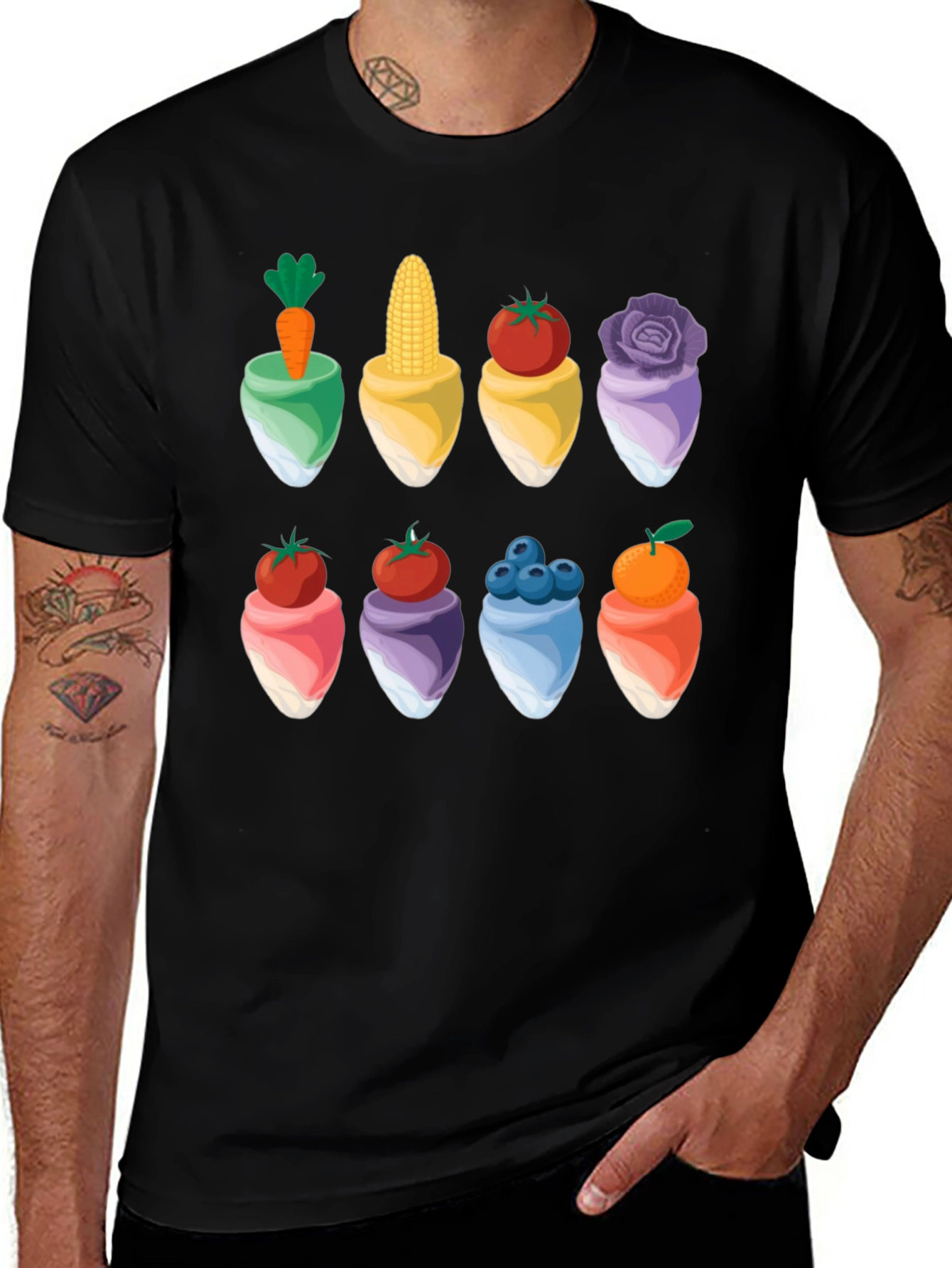 Funky Veggie Dessert T-Shirt - Unique Food Art