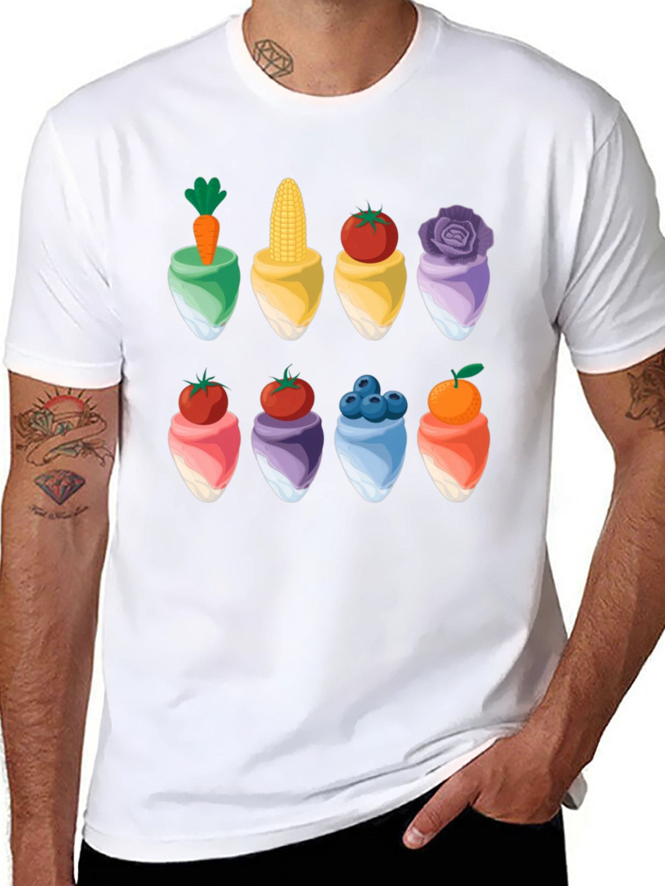 Funky Veggie Dessert T-Shirt - Unique Food Art