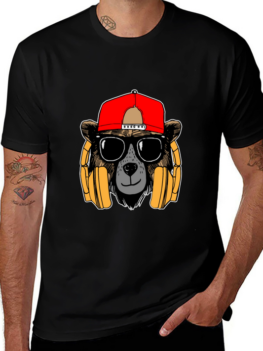 Bear with Headphones Graphic T-Shirt