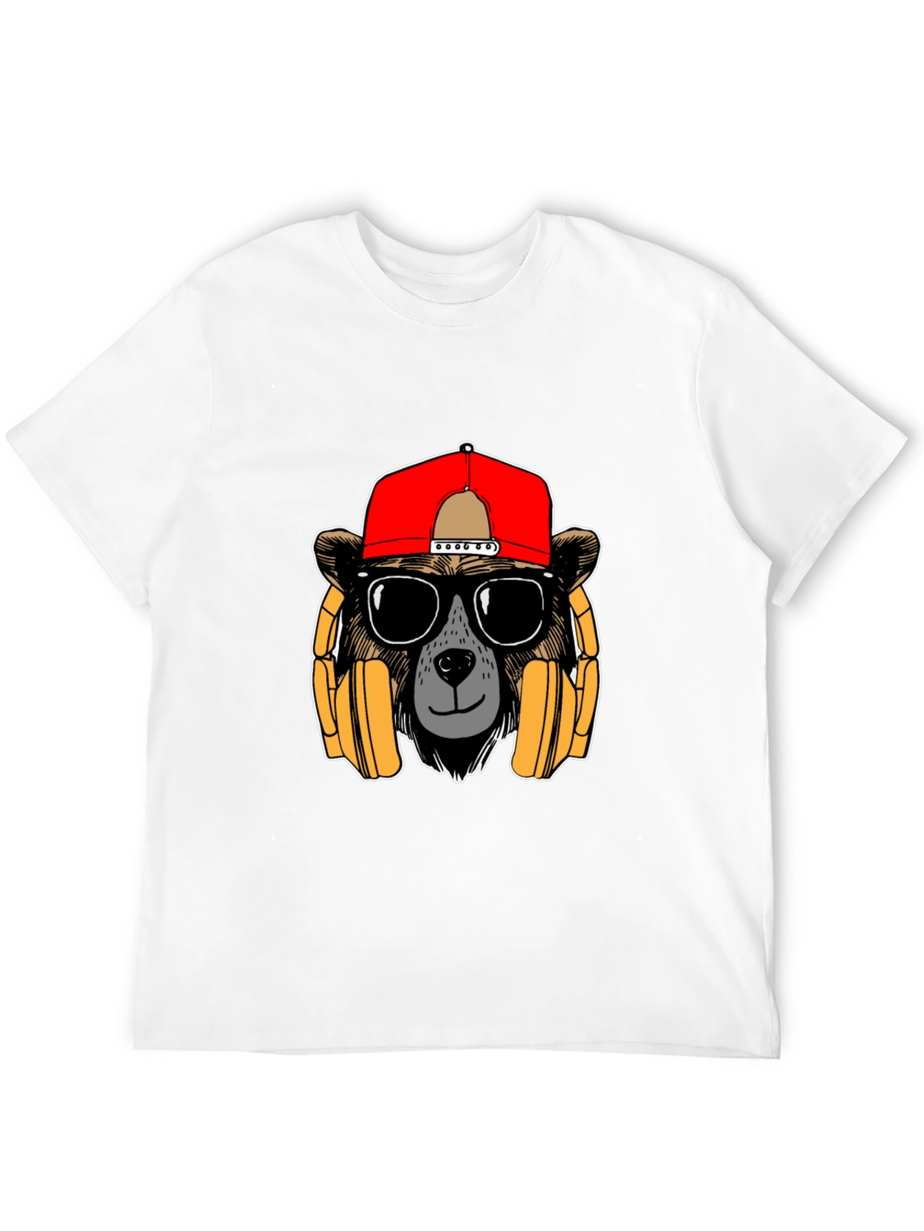 Bear with Headphones Graphic T-Shirt
