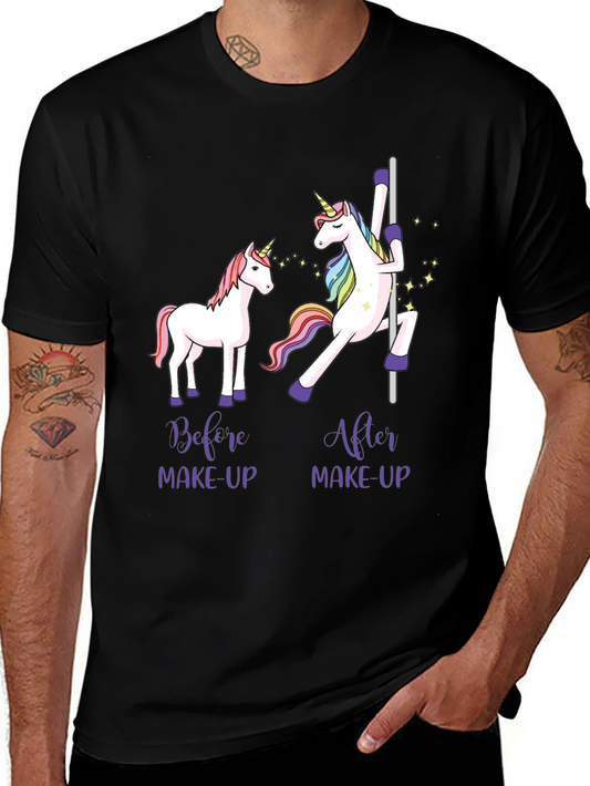 Unicorn Before & After Makeup Black T-Shirt