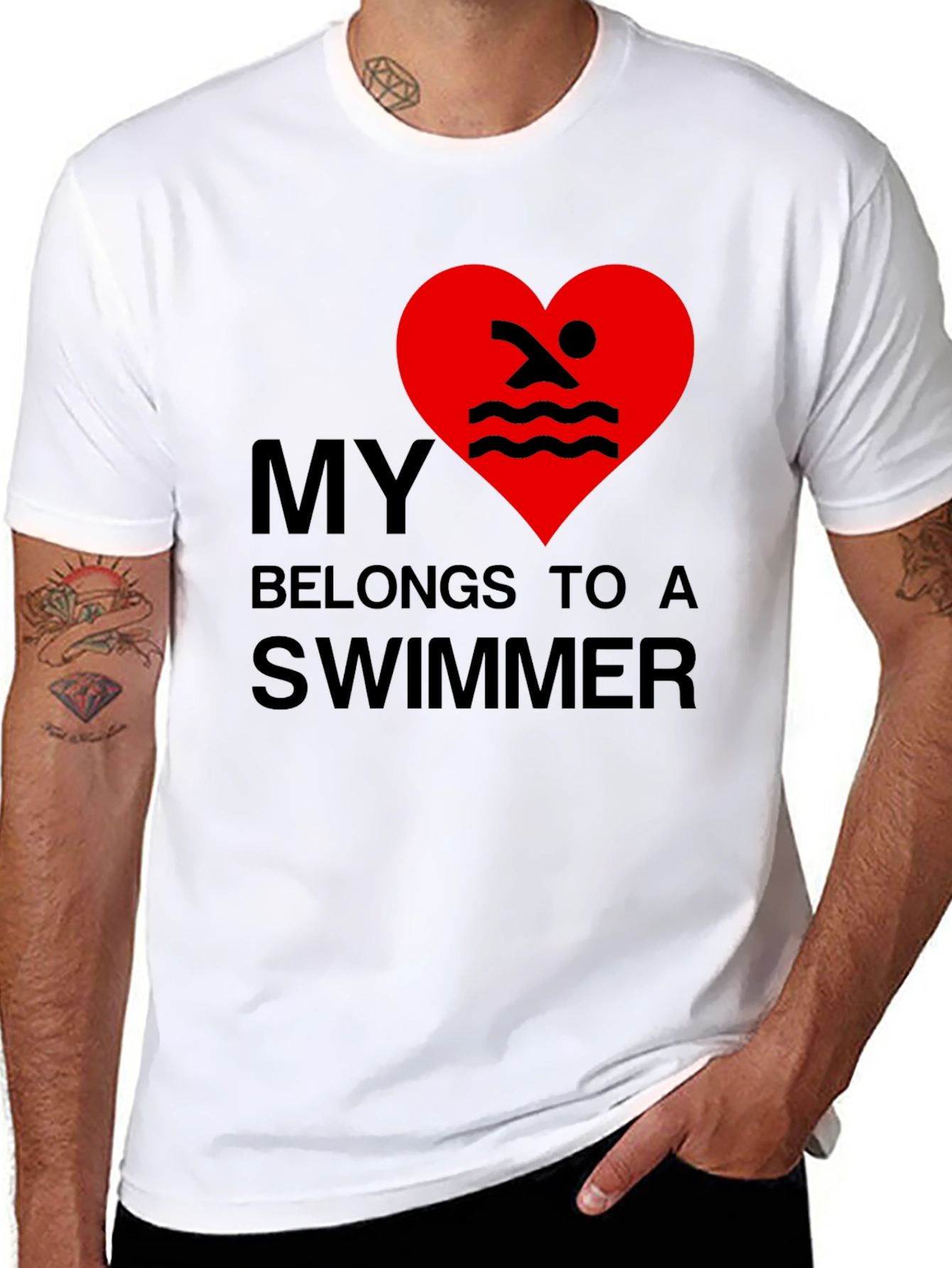 My Heart Belongs to a Swimmer - Novelty T-Shirt