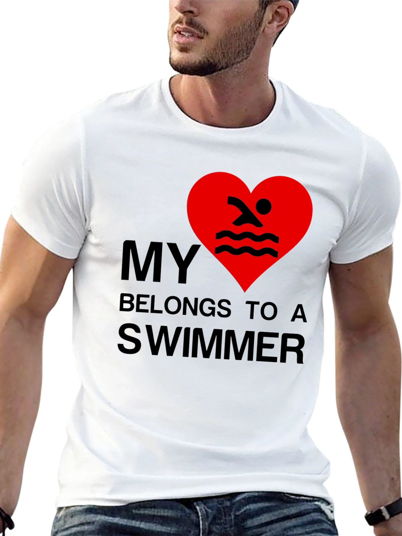 My Heart Belongs to a Swimmer - Novelty T-Shirt