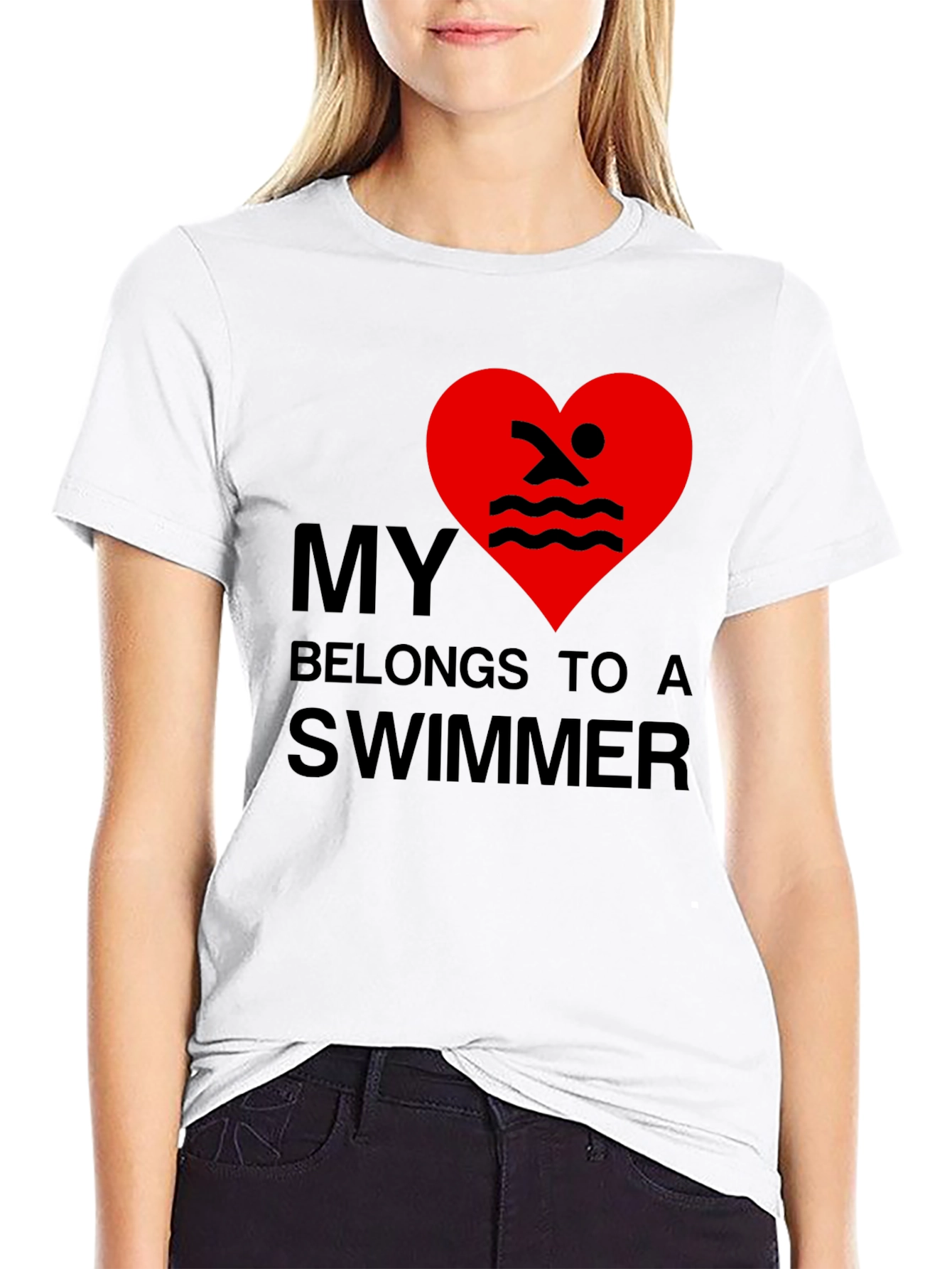 My Heart Belongs to a Swimmer - Novelty T-Shirt