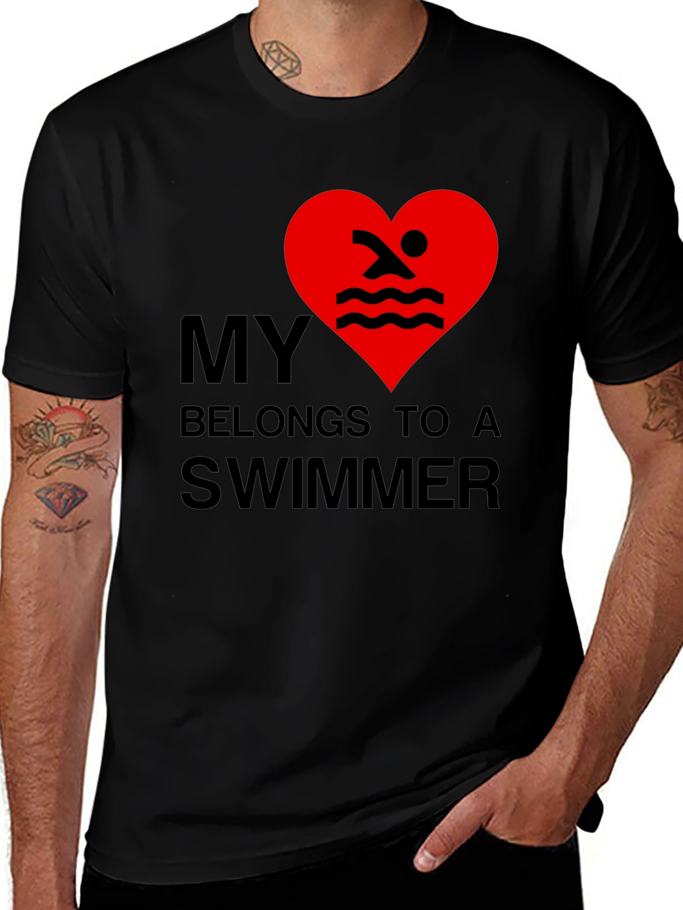 My Heart Belongs to a Swimmer - Novelty T-Shirt