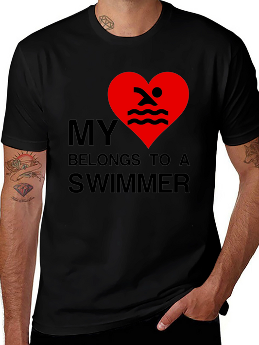 My Heart Belongs to a Swimmer - Novelty T-Shirt
