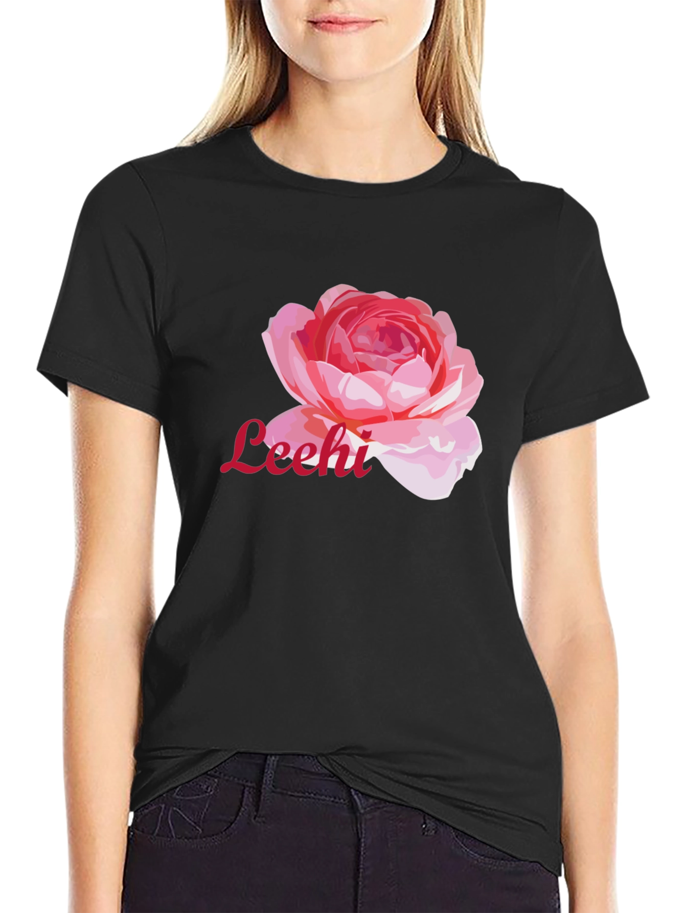 Floral Leehi Black Graphic Tee