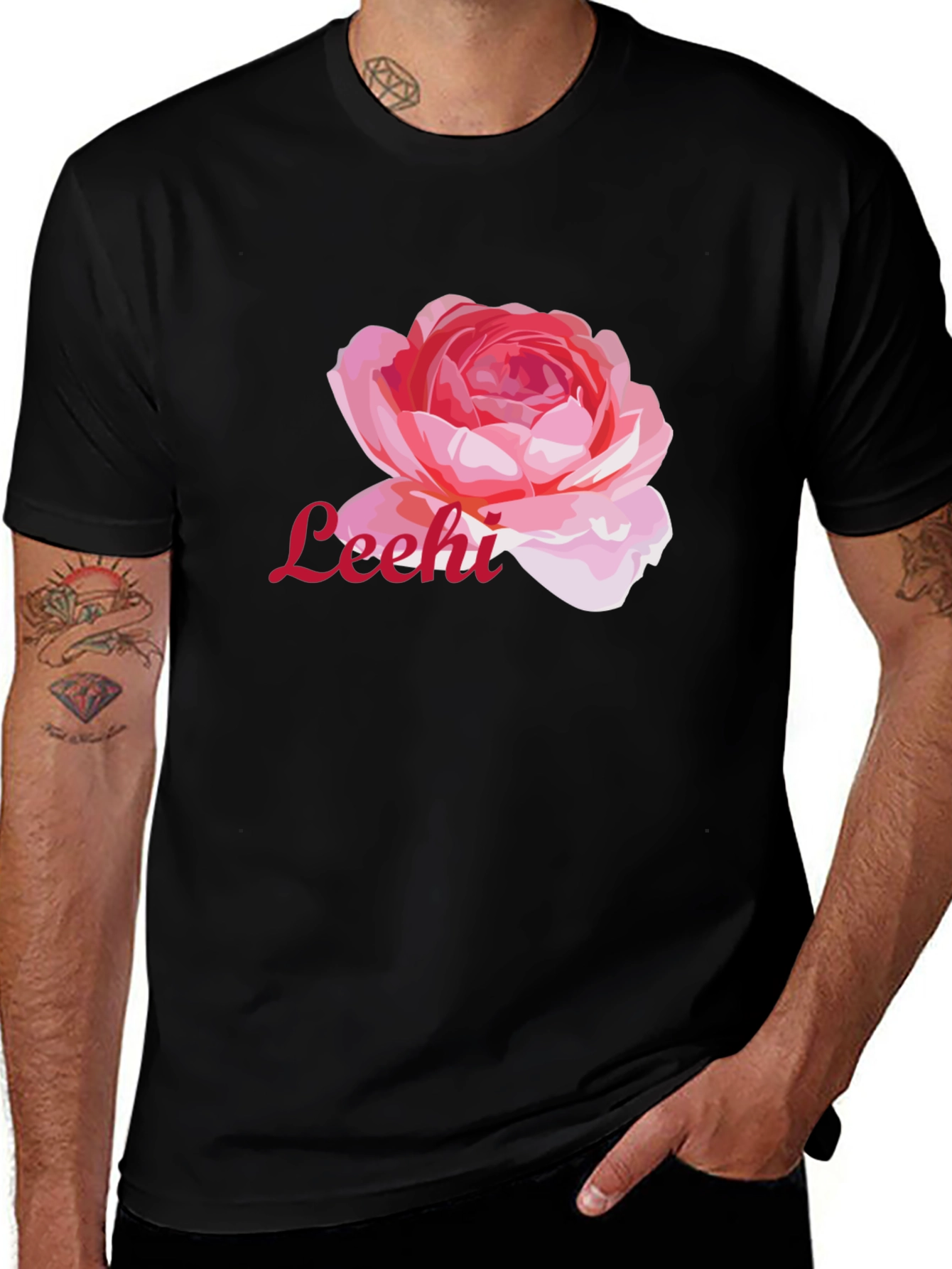 Floral Leehi Black Graphic Tee