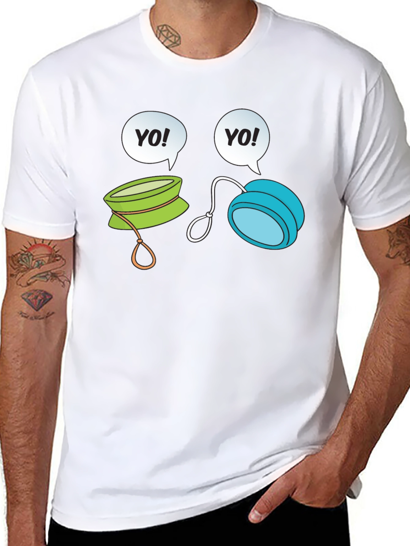 Yo-Yo Cartoon Graphic Black T-Shirt