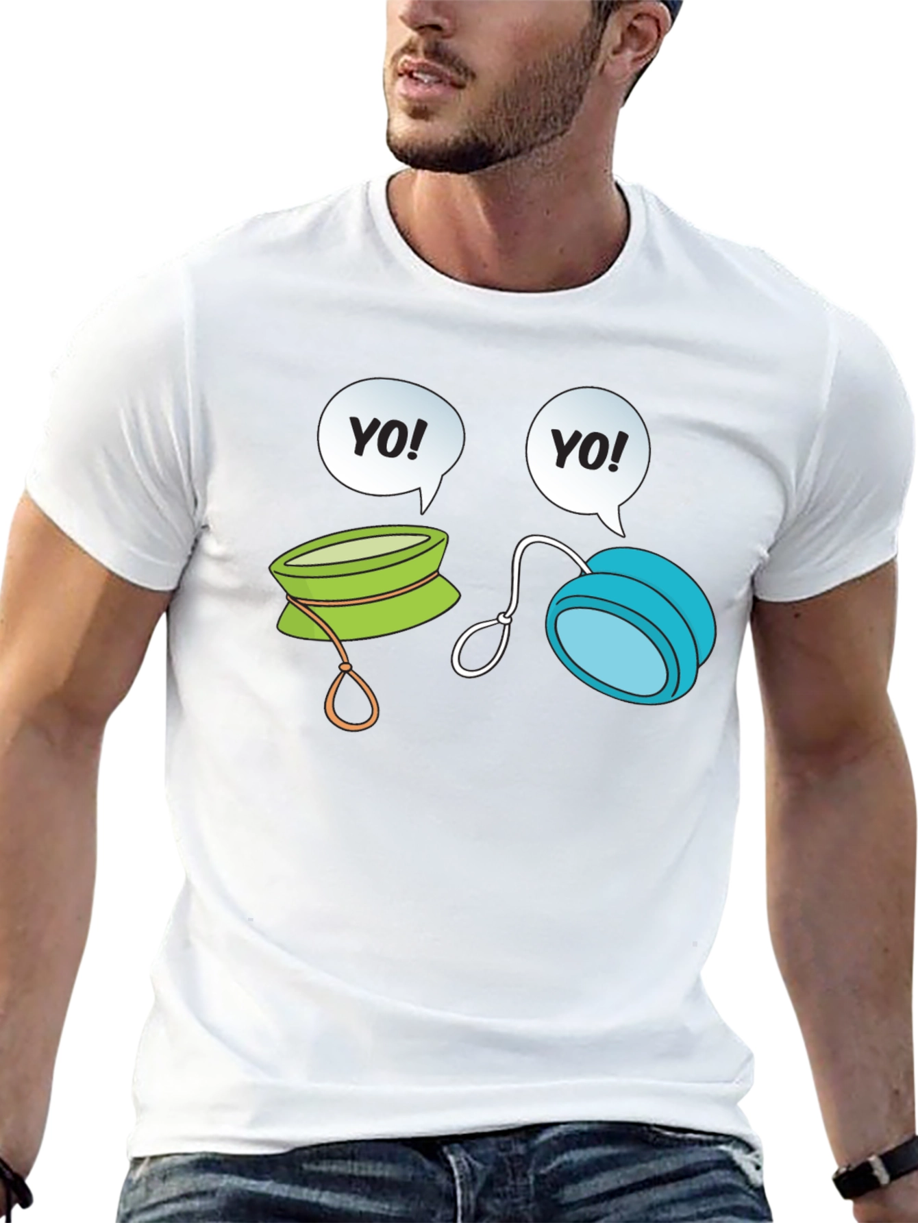 Yo-Yo Cartoon Graphic Black T-Shirt