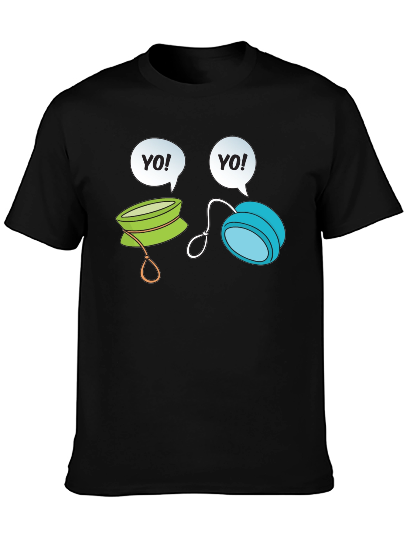 Yo-Yo Cartoon Graphic Black T-Shirt