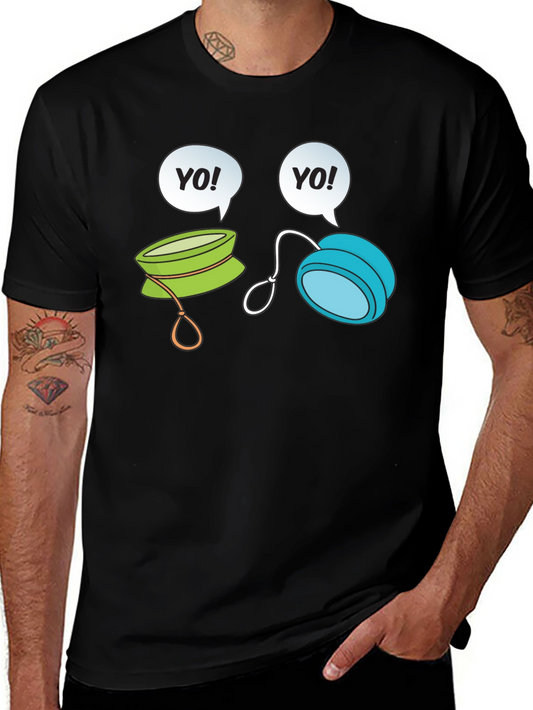 Yo-Yo Cartoon Graphic Black T-Shirt