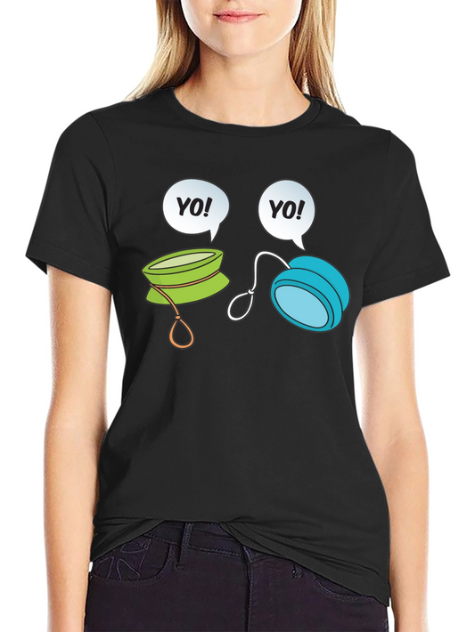 Yo-Yo Cartoon Graphic Black T-Shirt