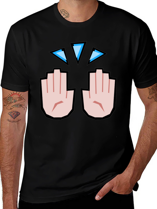 Funny Hand Emoji Graphic Print Black T-Shirt