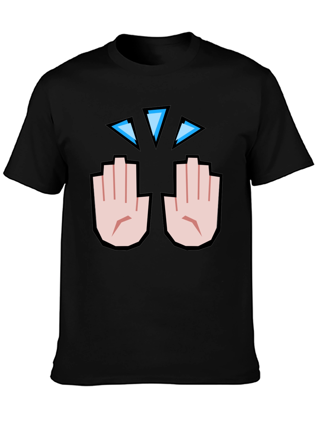 Funny Hand Emoji Graphic Print Black T-Shirt