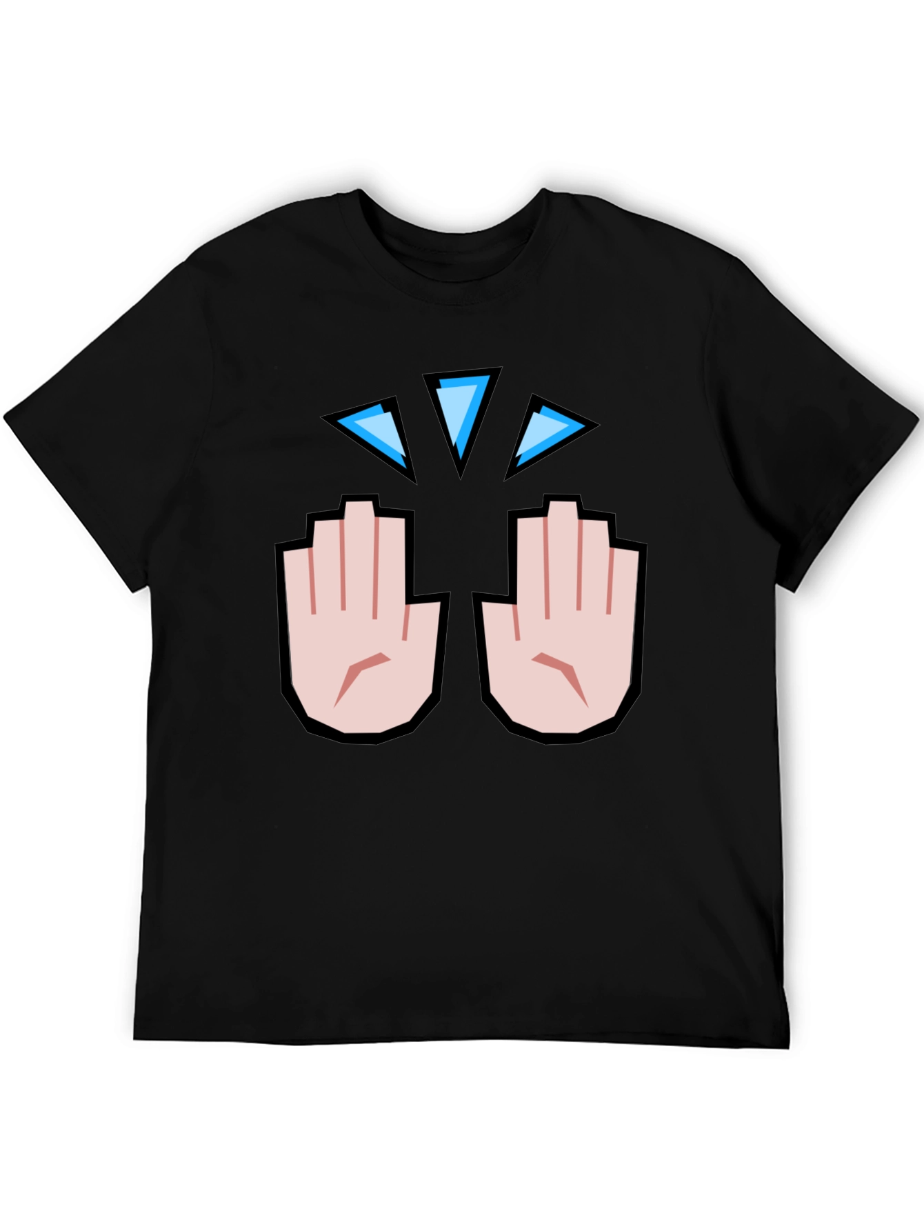 Funny Hand Emoji Graphic Print Black T-Shirt