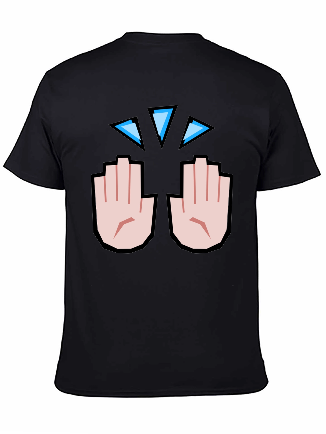 Funny Hand Emoji Graphic Print Black T-Shirt