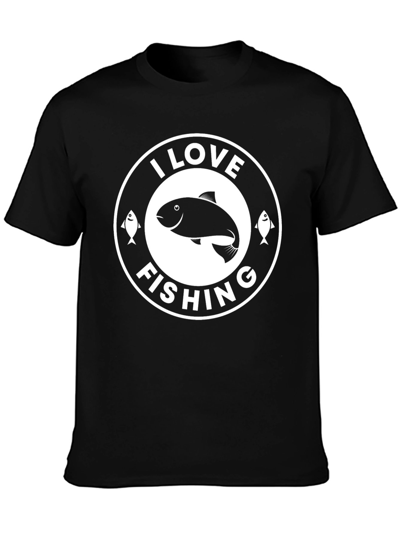I Love Fishing Graphic T-Shirt - Black
