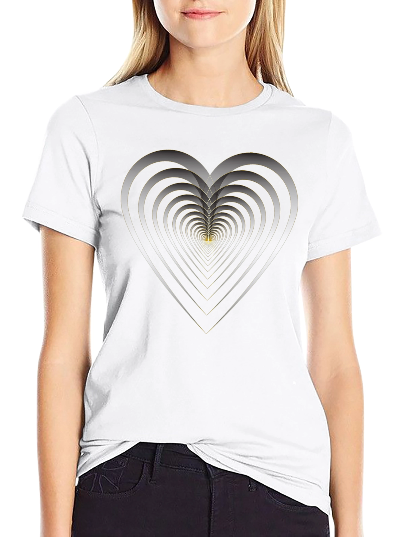 Geometric Heart Black T-Shirt