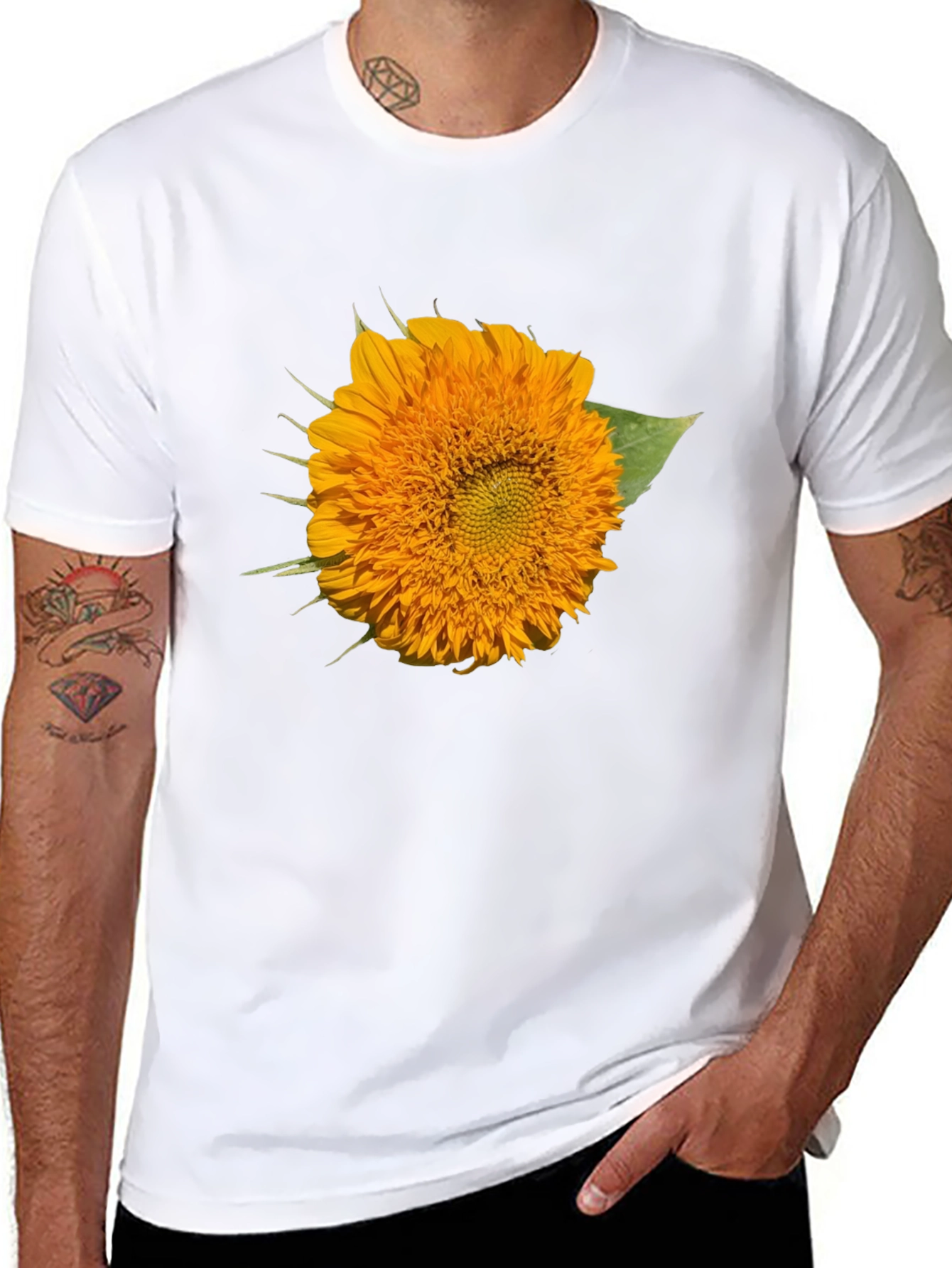 Sunflower Graphic Print Black T-Shirt