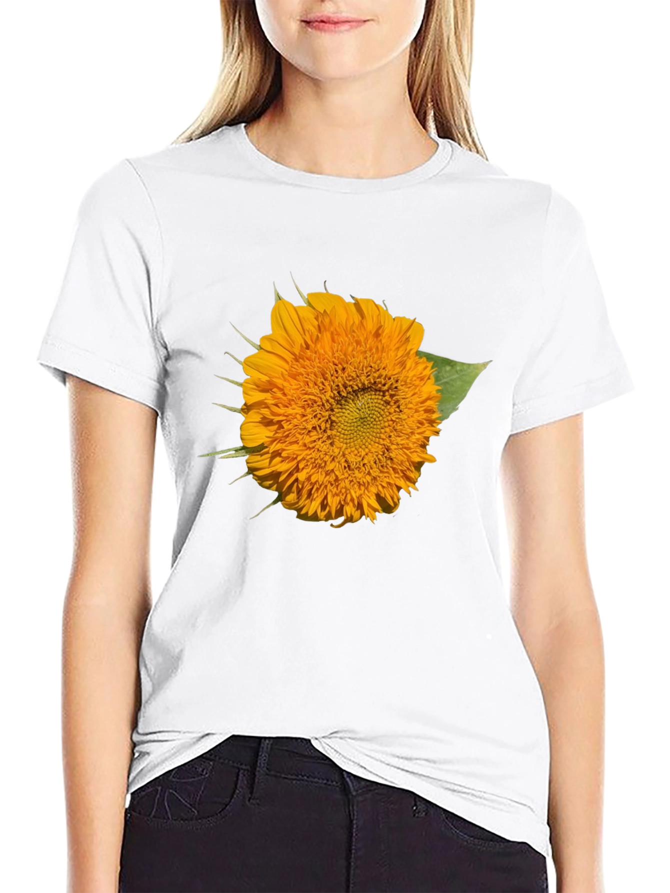Sunflower Graphic Print Black T-Shirt