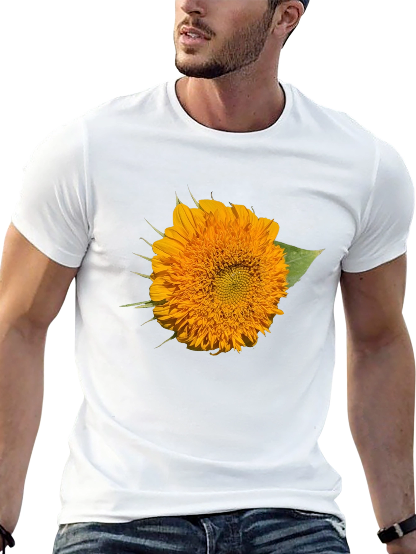 Sunflower Graphic Print Black T-Shirt