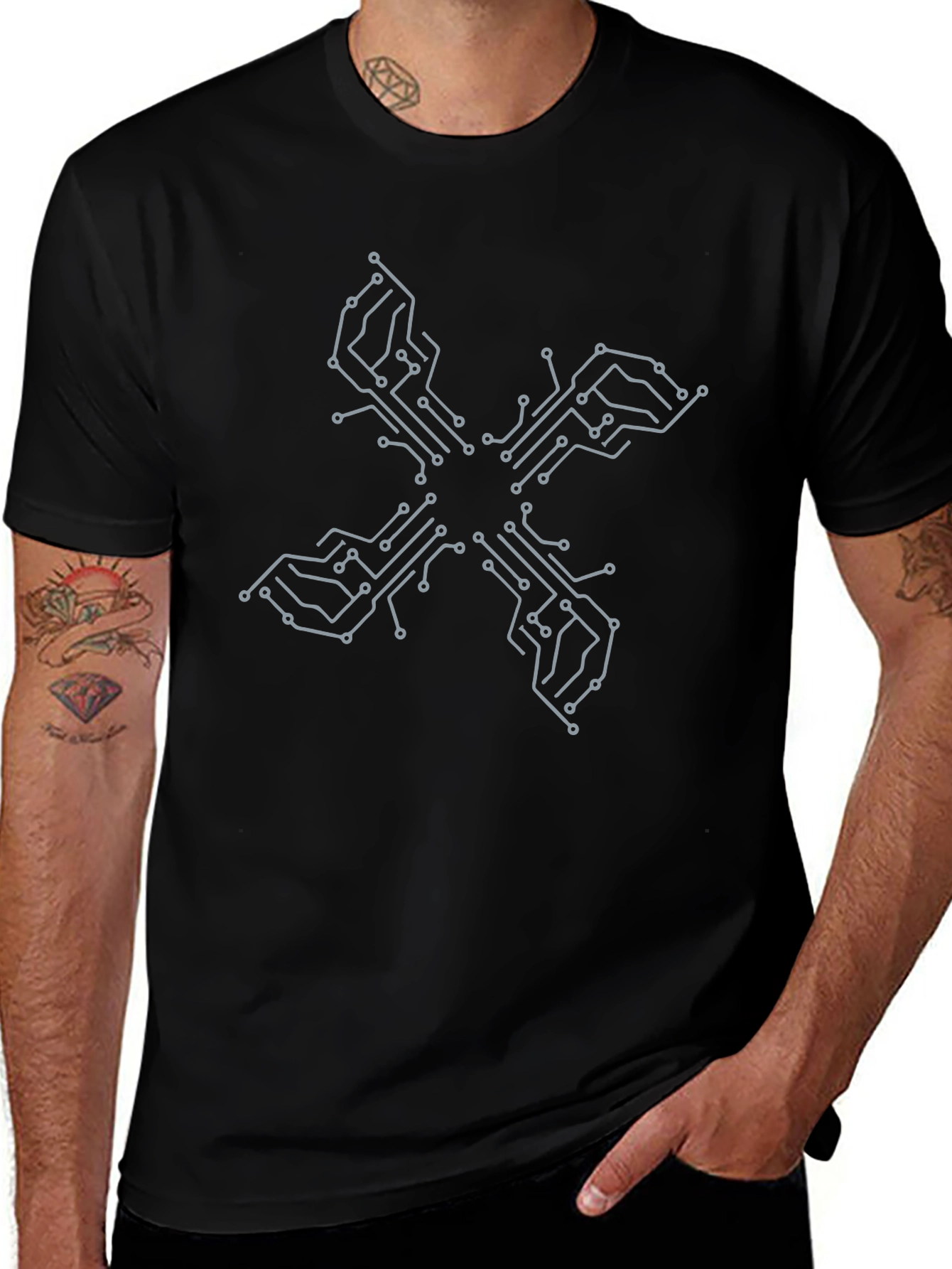 Tech Circuit Board Black T-Shirt
