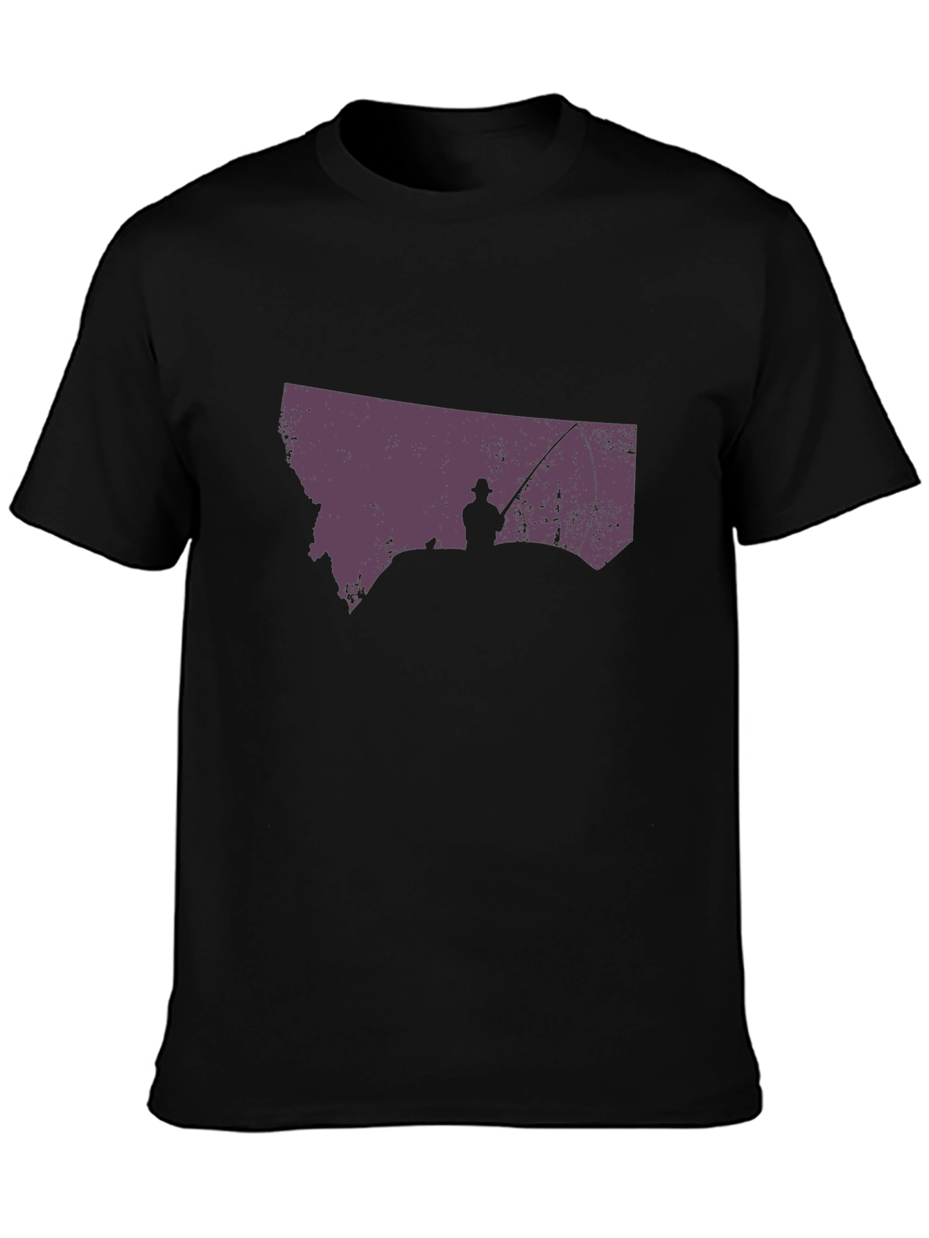Montana Fishing T-Shirt - State Silhouette Design