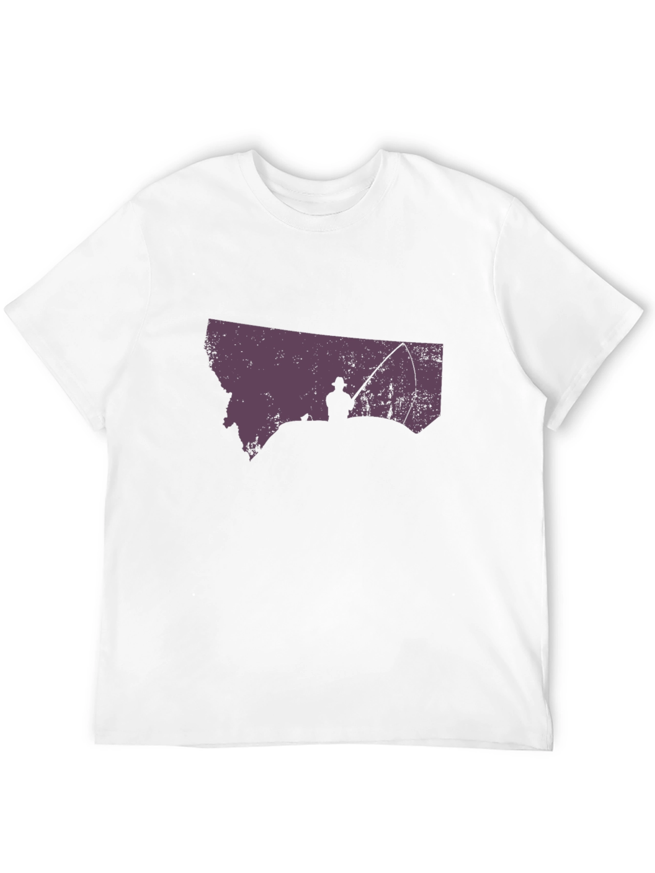 Montana Fishing T-Shirt - State Silhouette Design