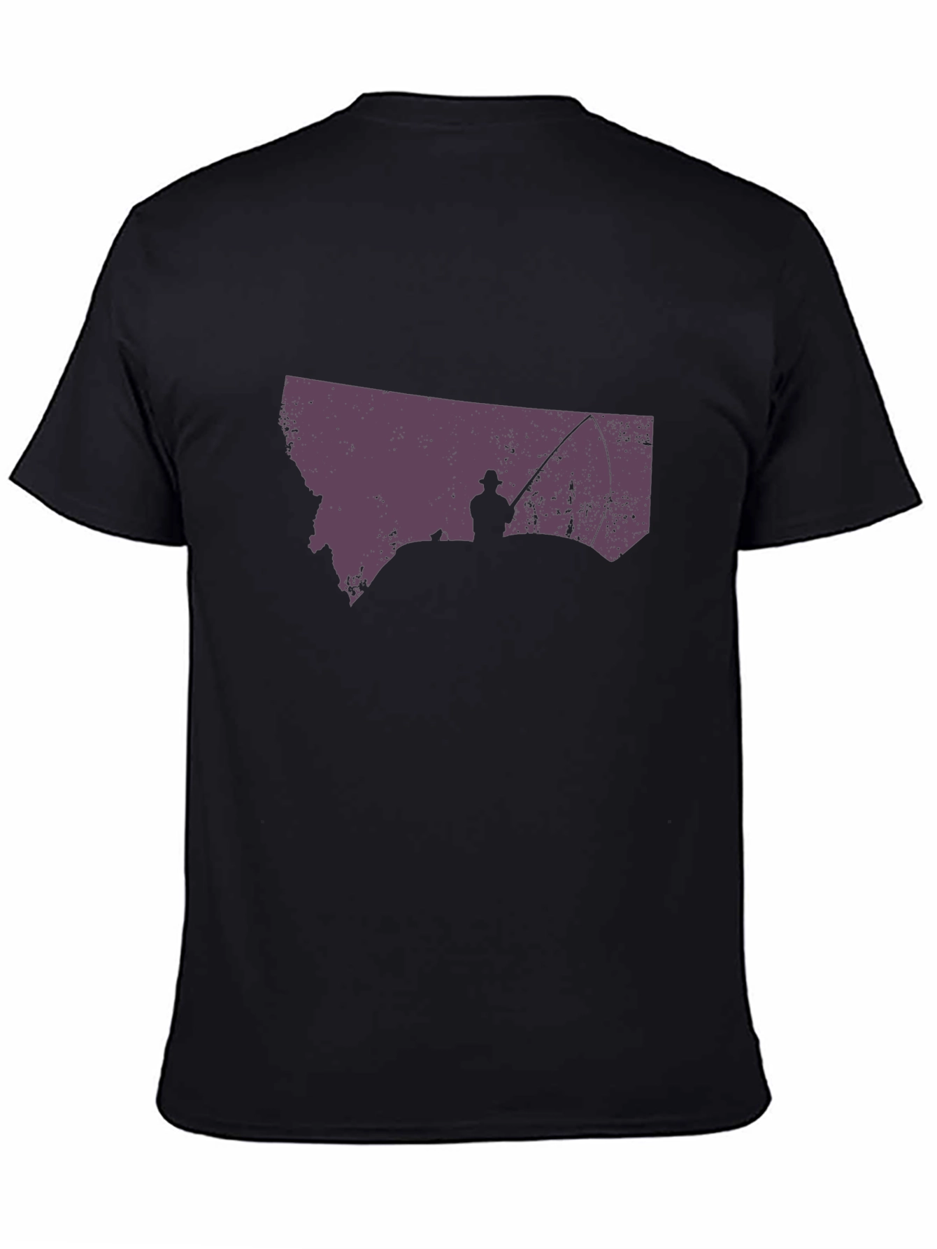Montana Fishing T-Shirt - State Silhouette Design