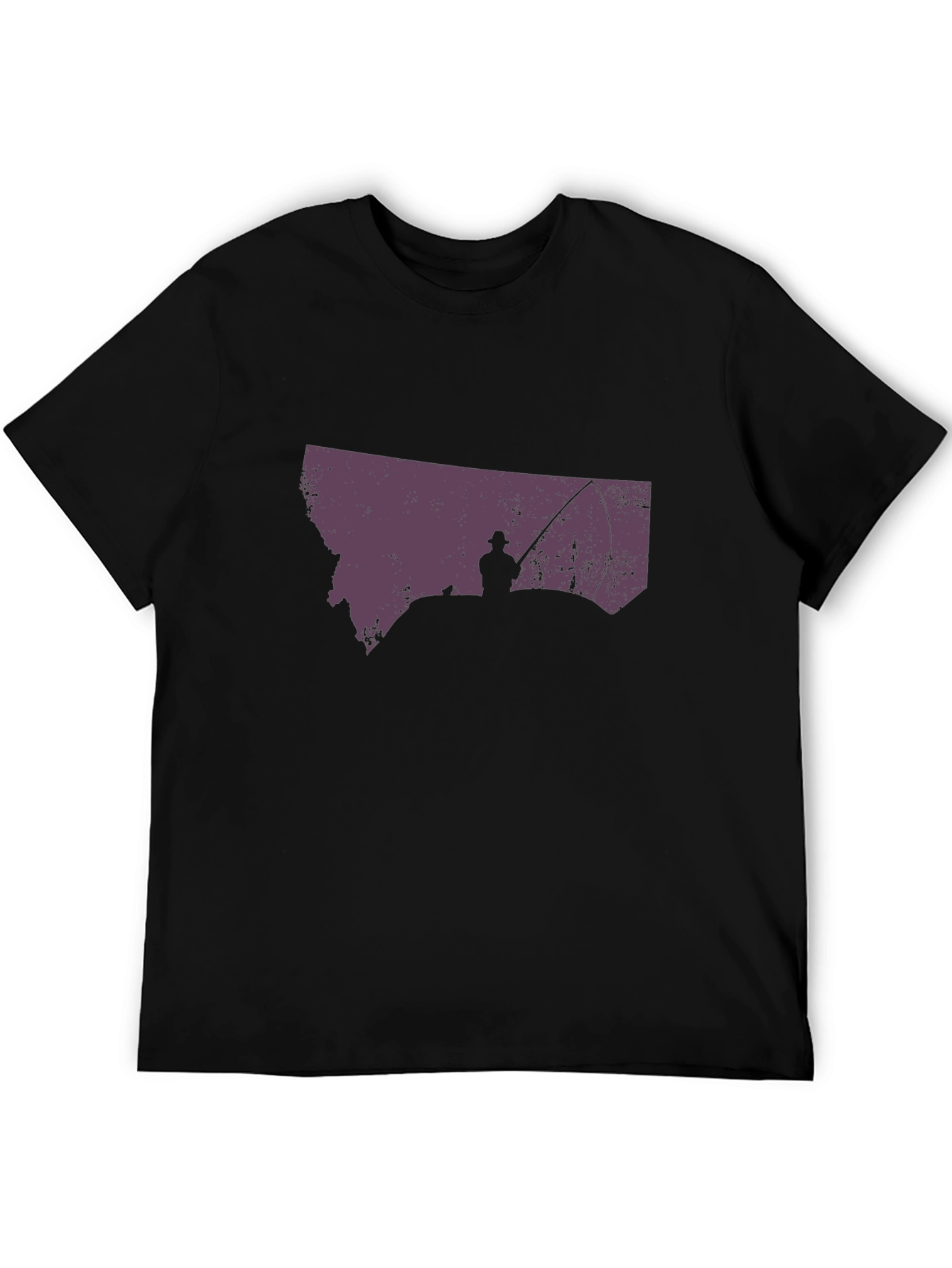 Montana Fishing T-Shirt - State Silhouette Design