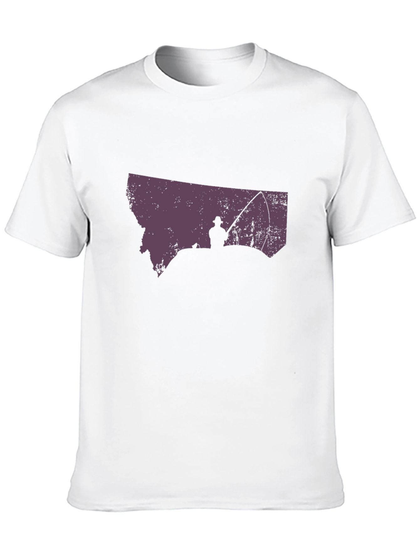 Montana Fishing T-Shirt - State Silhouette Design
