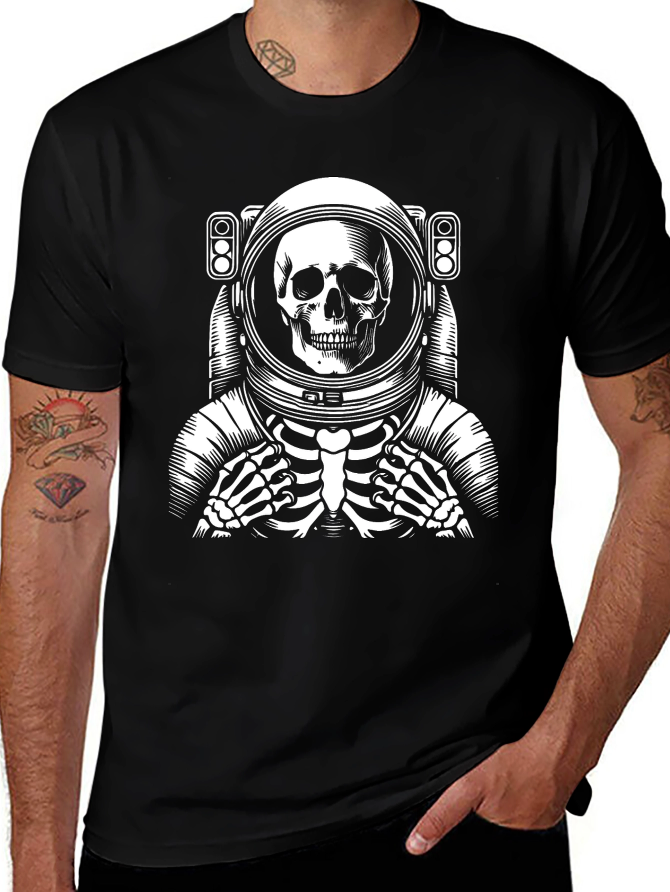 Astronaut Skeleton Black T-Shirt