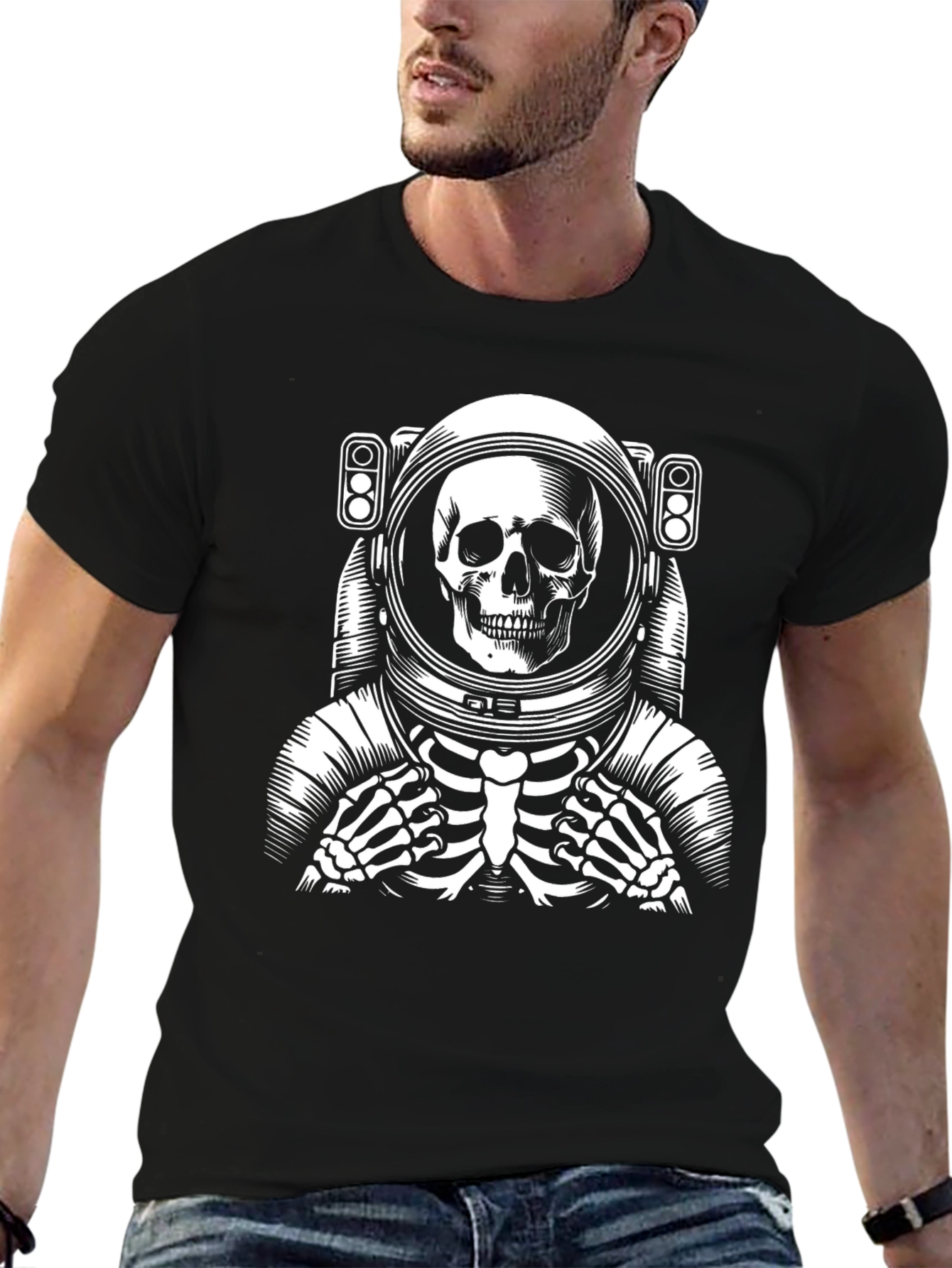 Astronaut Skeleton Black T-Shirt