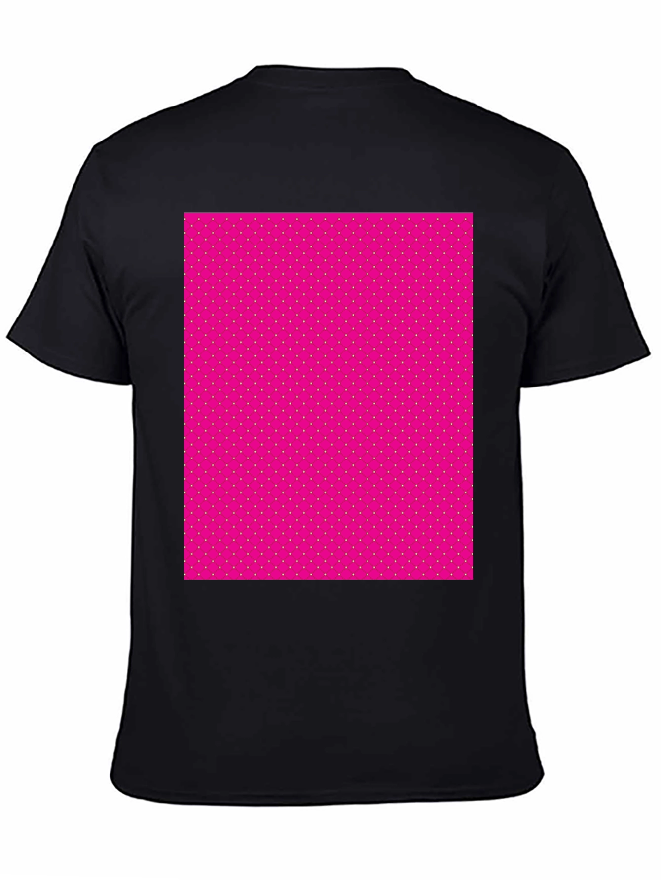 Mens Black T-Shirt with Pink Polka Dot Pattern