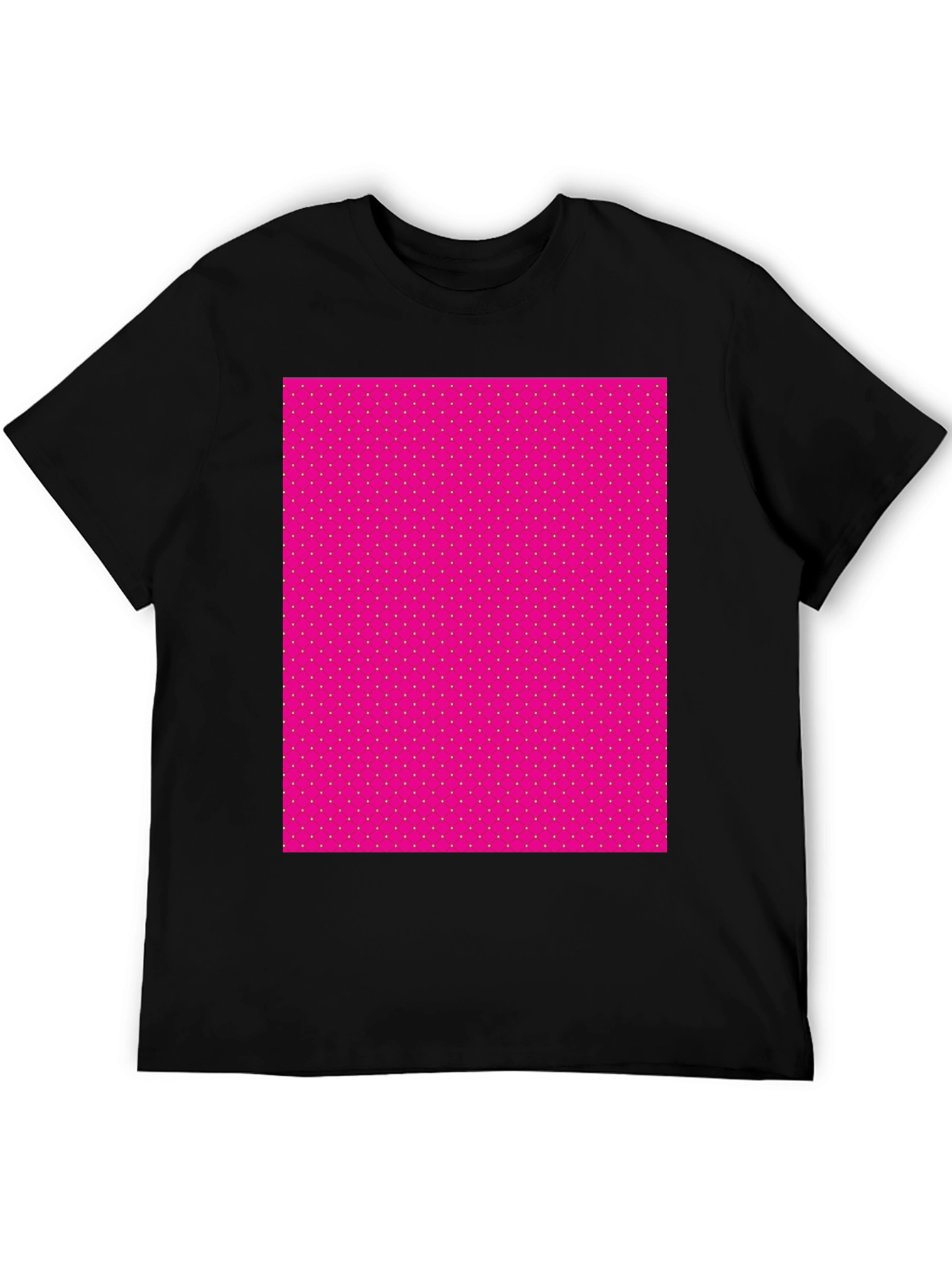 Mens Black T-Shirt with Pink Polka Dot Pattern