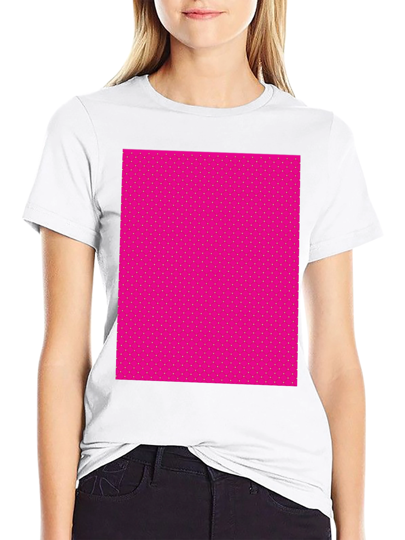 Mens Black T-Shirt with Pink Polka Dot Pattern