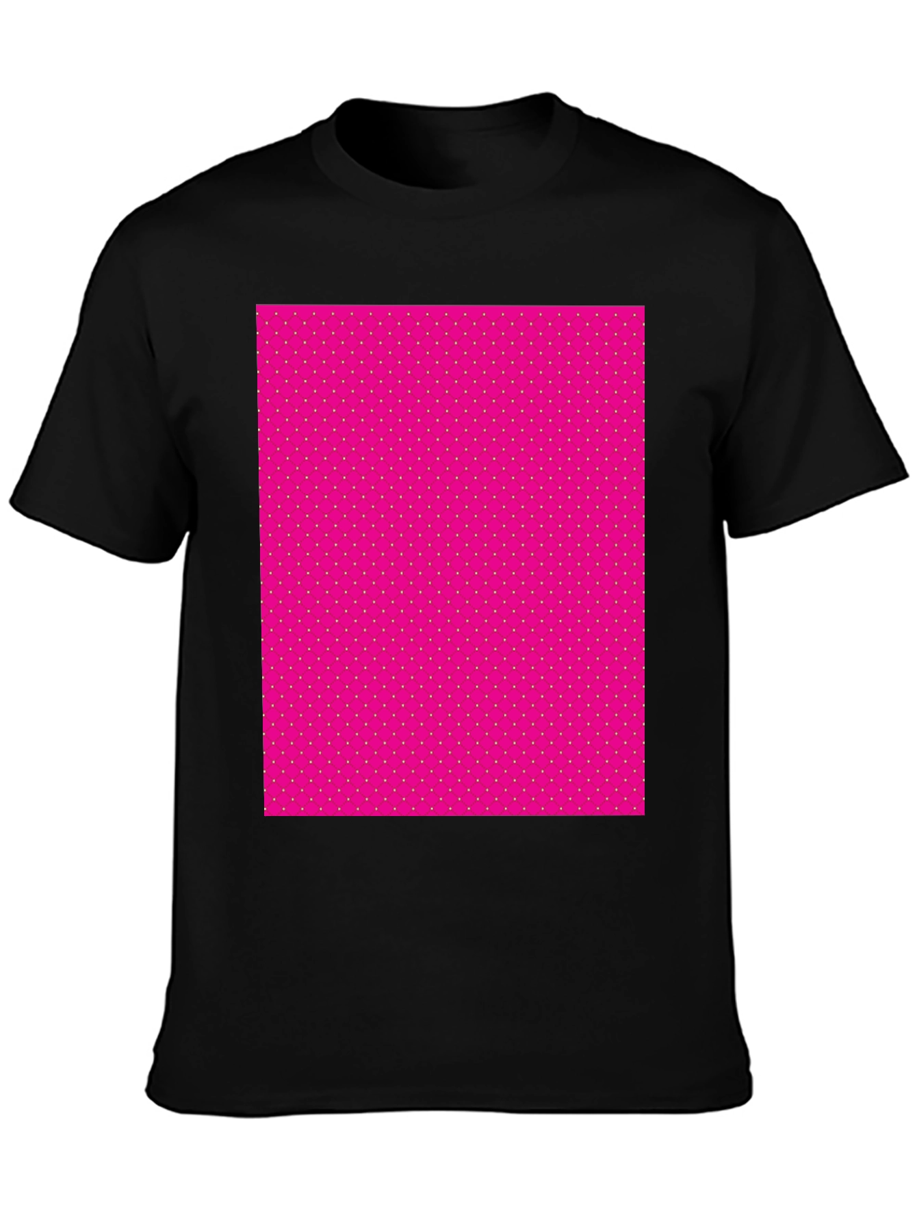 Mens Black T-Shirt with Pink Polka Dot Pattern