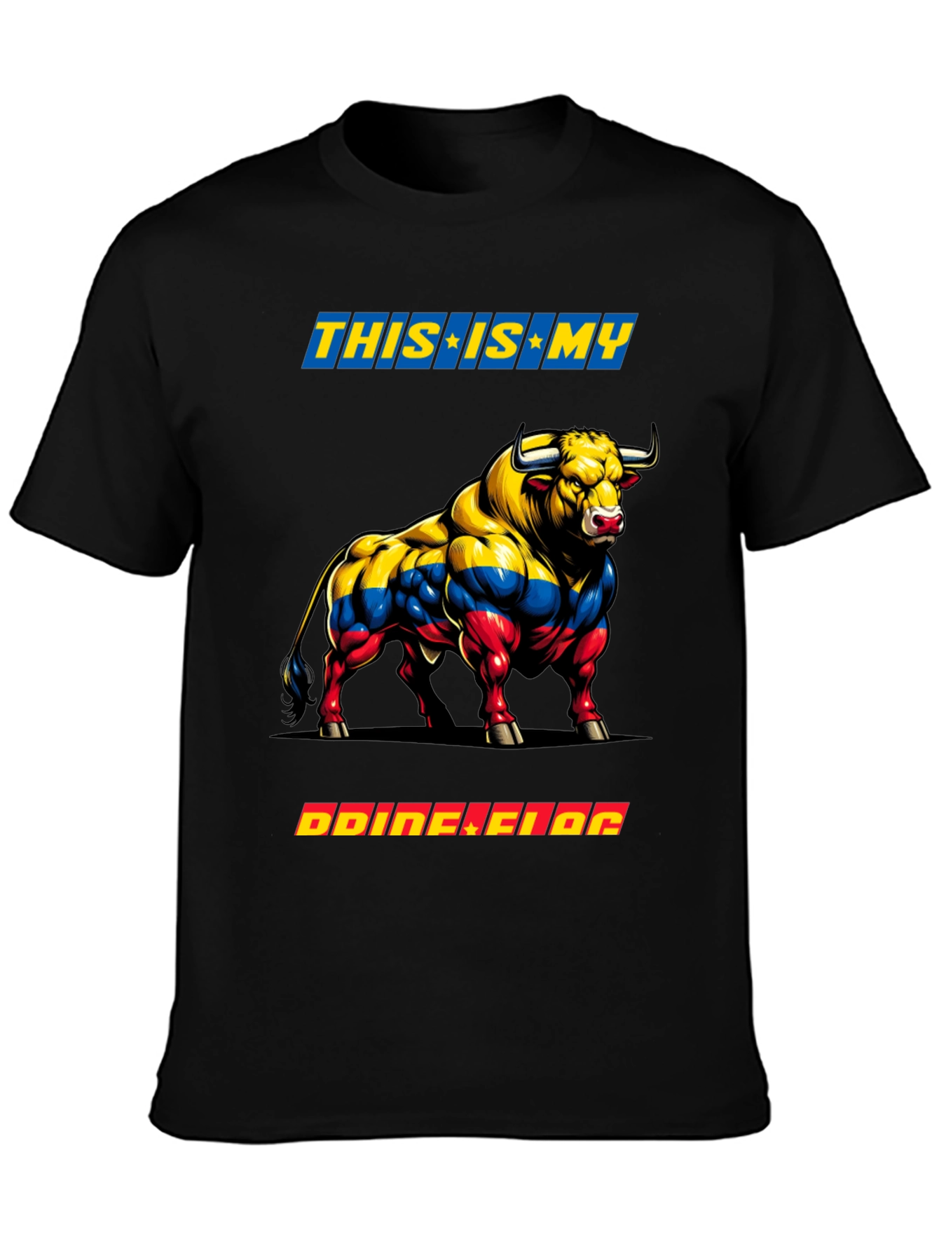 Colombian Flag Bull Graphic Tee