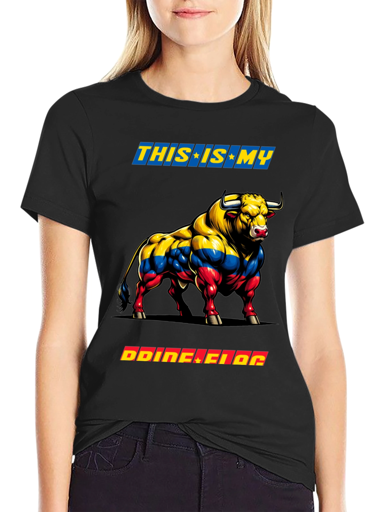 Colombian Flag Bull Graphic Tee