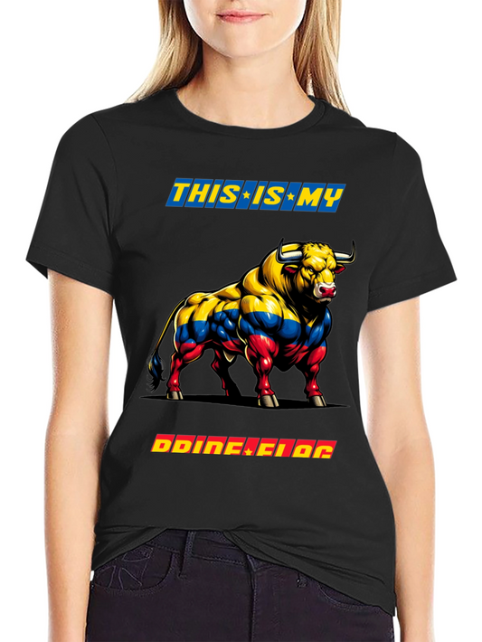 Colombian Flag Bull Graphic Tee