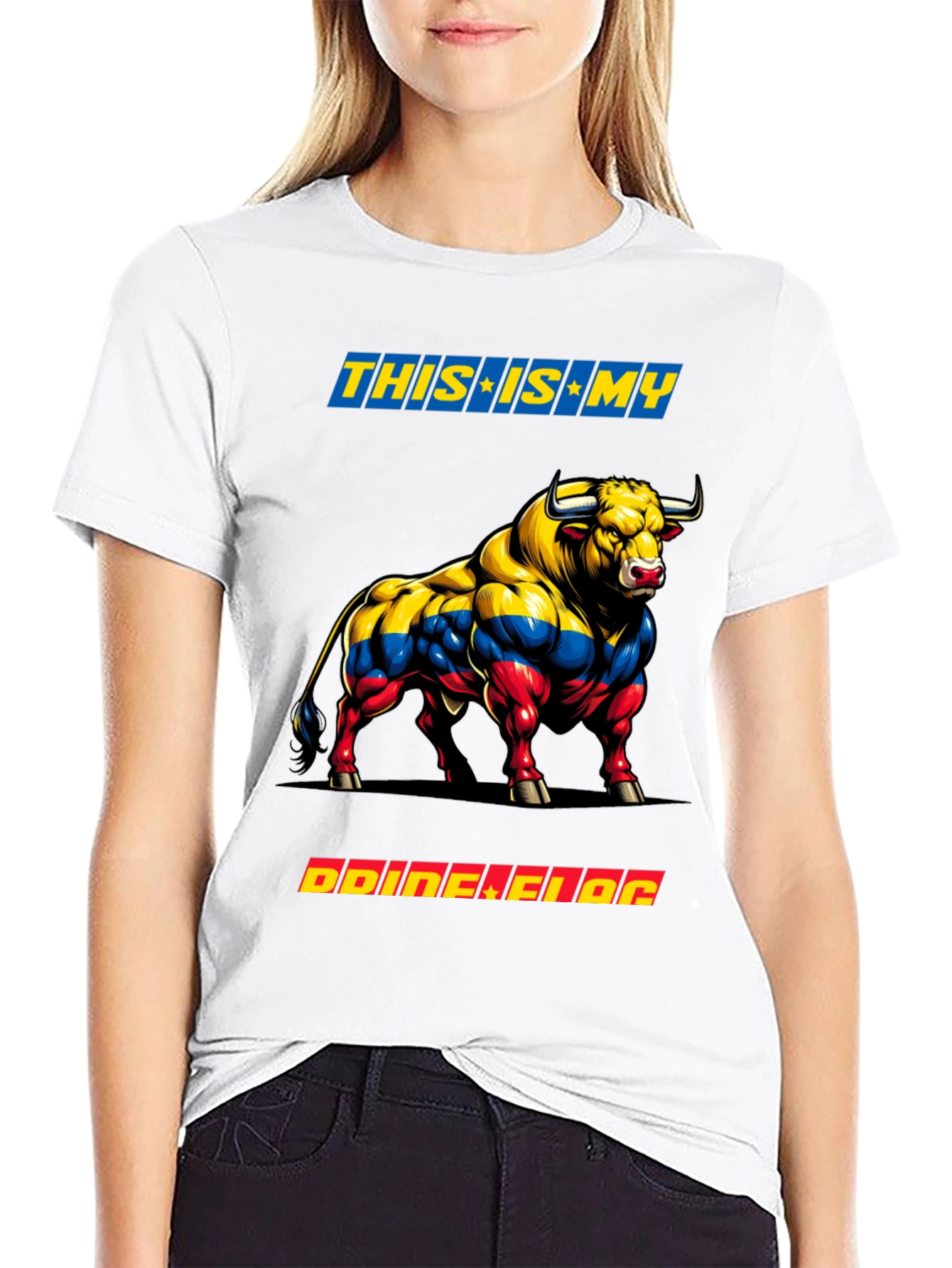 Colombian Flag Bull Graphic Tee